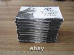 Lot of 10 2004 Silver Quarter Proof Sets