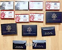Lot of 13 Silver PROOF SETS! 94,95,96,98,00,01,02,04,06, 05&06 1/4's Wholesale