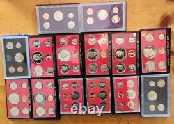 Lot of 14 Sets Vintage Proof Sets in OGP Range 1972 S 1988 S Z-53dg