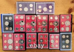 Lot of 14 Sets Vintage Proof Sets in OGP Range 1972 S 1988 S Z-53dg
