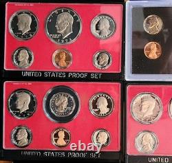 Lot of 14 Sets Vintage Proof Sets in OGP Range 1972 S 1988 S Z-53dg