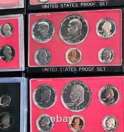 Lot of 14 Sets Vintage Proof Sets in OGP Range 1972 S 1988 S Z-53dg