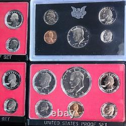 Lot of 14 Sets Vintage Proof Sets in OGP Range 1972 S 1988 S Z-53dg