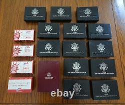 Lot of 18 US Premier, Prestige & Silver Proof Sets 1988 1992 1997 2007 2009 +