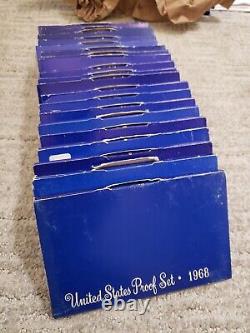 Lot of (22) 1968-S proof sets with SILVER Kennedy half dollar