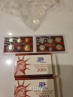 Lot of 2 -2001-2002 US Mint Silver Proof Set with State Quarters