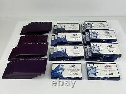Lot of 34 US Mint State Quarter Proof Sets With COA Mixed Years 1987-2006