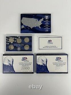 Lot of 34 US Mint State Quarter Proof Sets With COA Mixed Years 1987-2006
