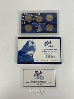 Lot of 34 US Mint State Quarter Proof Sets With COA Mixed Years 1987-2006