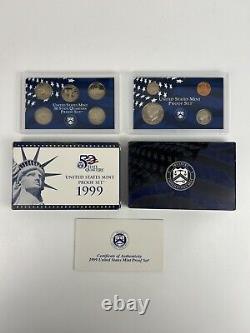 Lot of 34 US Mint State Quarter Proof Sets With COA Mixed Years 1987-2006