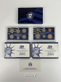 Lot of 34 US Mint State Quarter Proof Sets With COA Mixed Years 1987-2006
