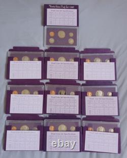 Lot of 34 United States Mint Proof Sets from 1984'85'86'87'88'89'92