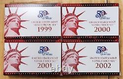 Lot of (4) Silver Proof Sets 1999-2002