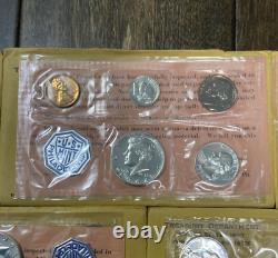 Lot of (5) 1964 United States Mint Proof Set 90% Silver 25 Coins with Envelopes