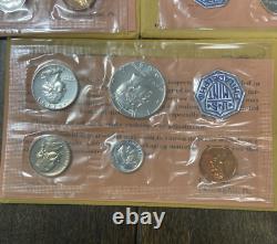 Lot of (5) 1964 United States Mint Proof Set 90% Silver 25 Coins with Envelopes