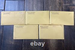 Lot of (5) 1964 United States Mint Proof Set 90% Silver 25 Coins with Envelopes