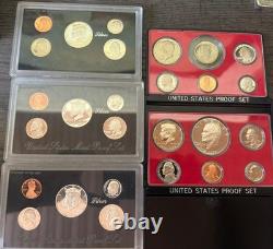 Lot of 5 3 U. S. Silver Proof Sets -(1993 1997 1998) & 2 Proof Sets (1976, 1979)