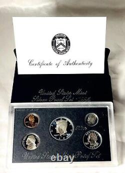 Lot of 5-US Mint Silver Proof Sets With C. O. A and Black Box-1992,'94,'95,'97, 98