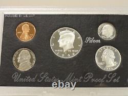 Lot of 7 United States 90% silver proof 5 coin black box sets 1992-1998