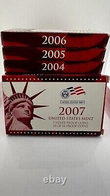 Lot of 9 United States mint silver proof Sets 1999-2007