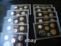 Lot of ten (10) 2020 s 4-piece PARTIAL silver proof sets (40 coins total)