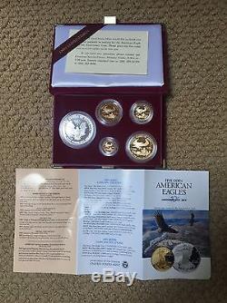 MINT COA 1995-W Proof 10th Anniversary American Eagle 5-Coin Gold and Silver Set