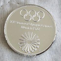 MUNICH 1972 OLYMPIC GAMES 18.999 FINE SILVER PROOF MEDAL SET boxed/coa