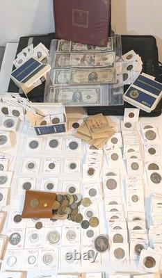 Massive Estate Collection Hoard 1400+ Coins 50+ Stamps Paper Money Proof Sets