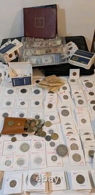 Massive Estate Collection Hoard 1400+ Coins 50+ Stamps Paper Money Proof Sets