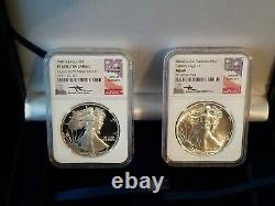 Mercanti Signed NGC Set 1st Year 1986(S) MS 69 & 1986 S Proof Silver Eagle PF 69