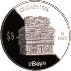 Mexico 2012 5,10,15 Pesos Chichen Itza total 10 Oz Silver Proof Coin Set RARE
