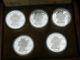 Mexico 25 Oz. 999 Silver Coin Set (five Coins)5 Oz Proof Coins Rare With Cert