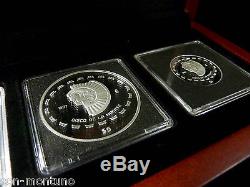 Mexico SILVER SKULL 3 Coin PROOF Set DISCO DE LA MUERTE Palau Memento Killer? 