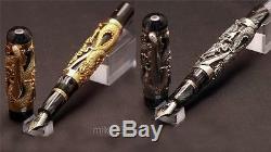 Montegrappa 1995 Silver And Gold Dragon Artist Proof Set 2 Fountain Pens