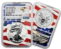 Ngc Fdoi Reverse Proof Pr70 2021 Silver Eagle Type 1&2 Designer Set Flagcore