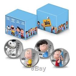 Niue 2015 4x2$ The Peanuts Movie Snoopy 4 x 1 Oz Proof Silver Coin Set