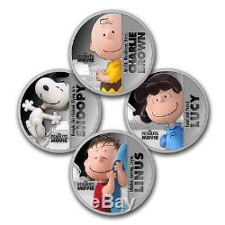 Niue 2015 4x2$ The Peanuts Movie Snoopy 4 x 1 Oz Proof Silver Coin Set