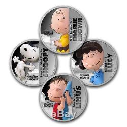 Niue 2015 4x2$ The Peanuts Movie Snoopy 4 x 1 Oz Proof Silver Coin Set