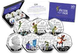 Official 2019 Peter Pan Silver Proof 50p Coloured Coin Set Royal Mint -Ltd Edt