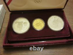 Olympic 3 Coin Proof Set 1984 W $10 Gold 1983 S & 1984 S Silver Dollars