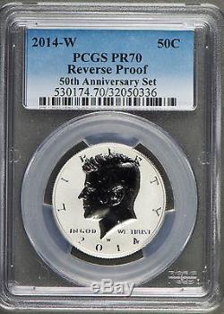 PC0022 2014 W Kennedy half dollar reverse proof silver PCGS PR70 anniversary set