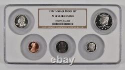 PF70 UCAM 1997-S 5 Coin Silver Proof Set Graded NGC 9884