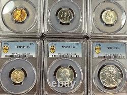 Pcgs Pr64-66+ 1942 6 Coin Proof Set Type 1 Type 2 Nickel Silver Walking Half