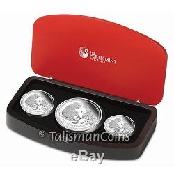 Perth Australia 2016 Year of Monkey 3 Coin Pure Silver Proof Set MINTAGE 1,000