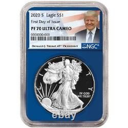 Presale 2020-S Proof $1 American Silver Eagle 3pc. Set NGC PF70UC FDI Trump La