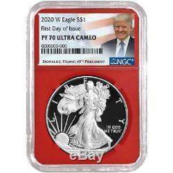 Presale 2020-W Proof $1 American Silver Eagle 3 pc. Set NGC PF70UC FDI Trump L