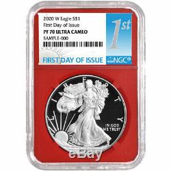 Presale 2020-W Proof $1 American Silver Eagle 3pc. Set NGC PF70UC FDI First La