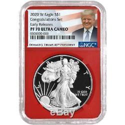 Presale 2020-W Proof $1 American Silver Eagle Congratulations Set 3pc. Set NGC