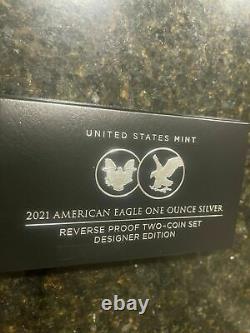 Presale 2021 Reverse Proof American Silver Eagle Designer 2pc Set NGC PF70 ER