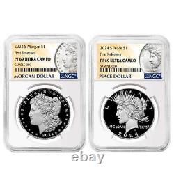 Presale 2024-S Proof $1 Morgan and Peace Silver Dollar 2pc Set NGC PF69UC F